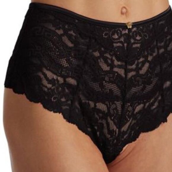 Versace Women's Black Floral Print Lace Bikini Panties Versace sz 1 US XS IT 38